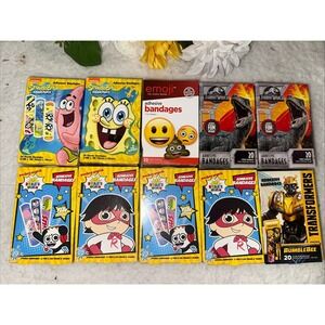 Kids Band-Aids Bandages Lot New 200 Jurassic Ryan's Transformers SpongeBob Emoji